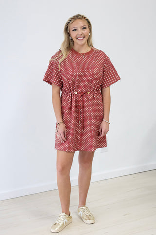 Fall in Line Dress in Terra Cotta