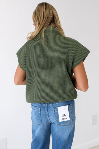 At Home Here Mock Neck Sweater in Olive