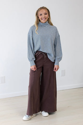 Make My Day Striped Mock Neck Top