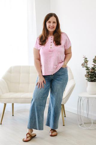 Say You Will Mineral Wash Top in Pink