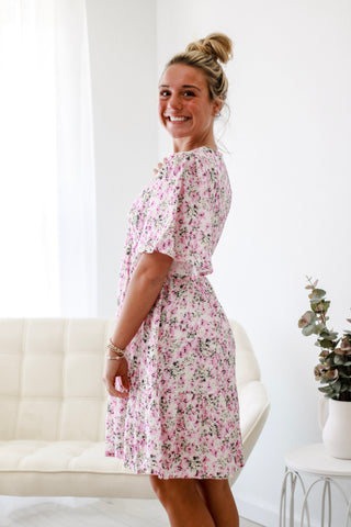 April Showers Floral Dress in Pink