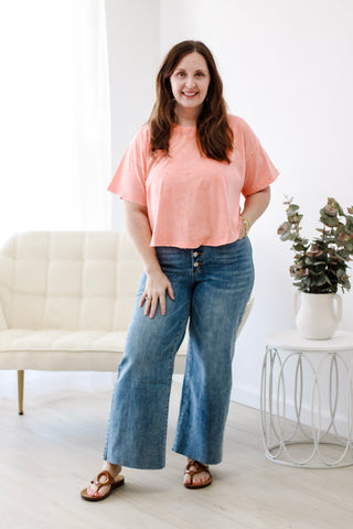 Simple Sophistication Crinkle Washed Top in Coral