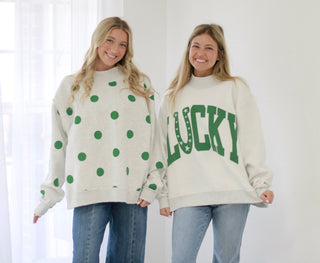 Lucky/Polka Dot Reversible Mock Neck Pullover