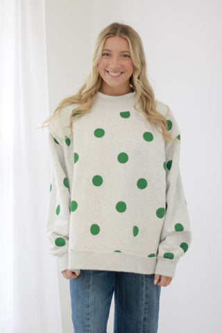 Lucky/Polka Dot Reversible Mock Neck Pullover