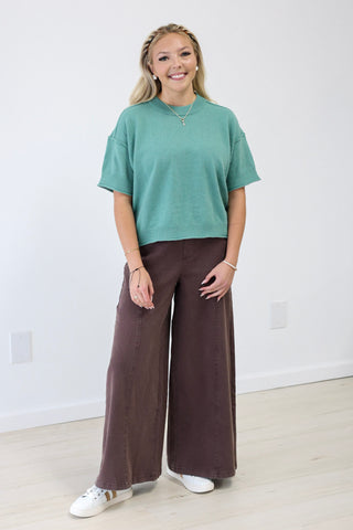 Classy Comfort Short Sleeve Sweater in Jade