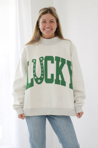 Lucky/Polka Dot Reversible Mock Neck Pullover