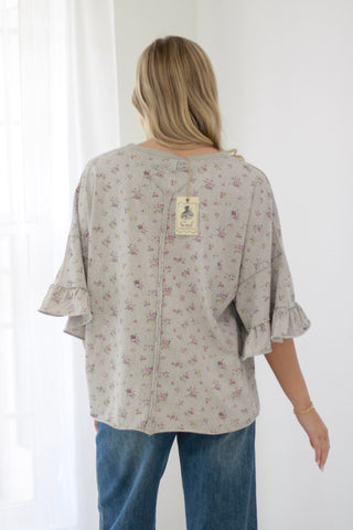 Saw You Looking Floral Top in Dusty Lilac