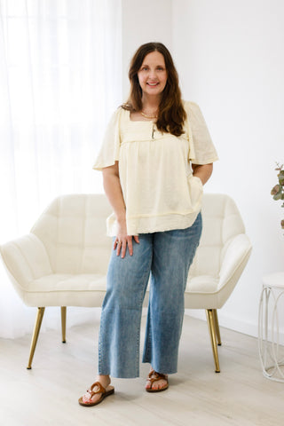 Outdoor Affairs Balloon Sleeve Babydoll Top in Cream by Oli & Hali