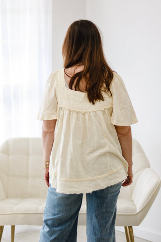 Outdoor Affairs Balloon Sleeve Babydoll Top in Cream by Oli & Hali