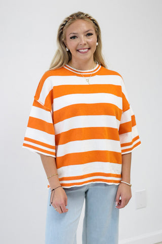 Cheering for You Sweater in Orange & White