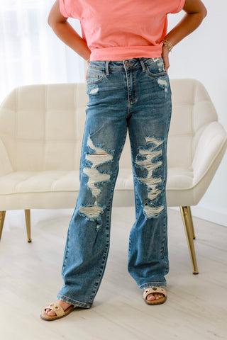 Straight Into Spring Judy Blue Destroyed Straight Leg