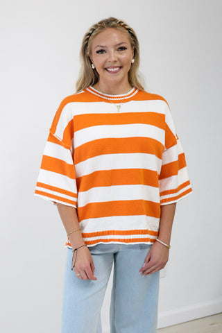 Cheering for You Sweater in Orange & White
