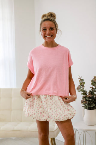 Weekender Casual Tee in Dk Pink