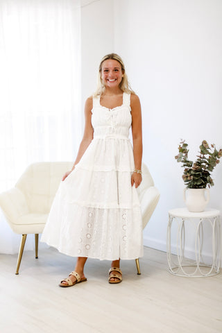 Say Forever Eyelet Dress in White