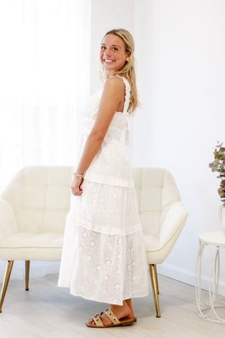 Say Forever Eyelet Dress in White