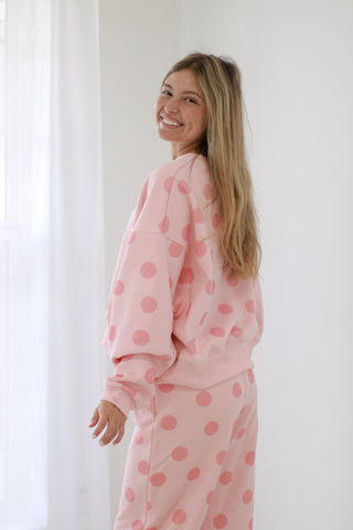 Polka Dot Pretty Blush Sweatshirt