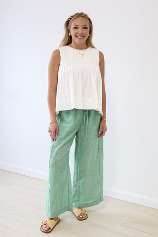 A Little Unsteady Striped Green Pants