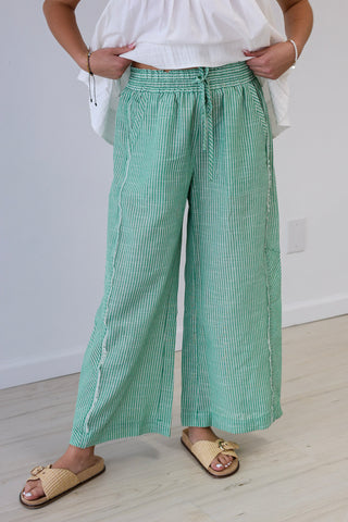 A Little Unsteady Striped Green Pants