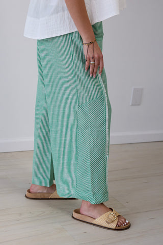 A Little Unsteady Striped Green Pants
