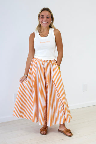 Touchdown Time Gaucho Pants in Orange & White