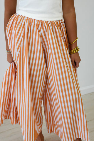 Touchdown Time Gaucho Pants in Orange & White