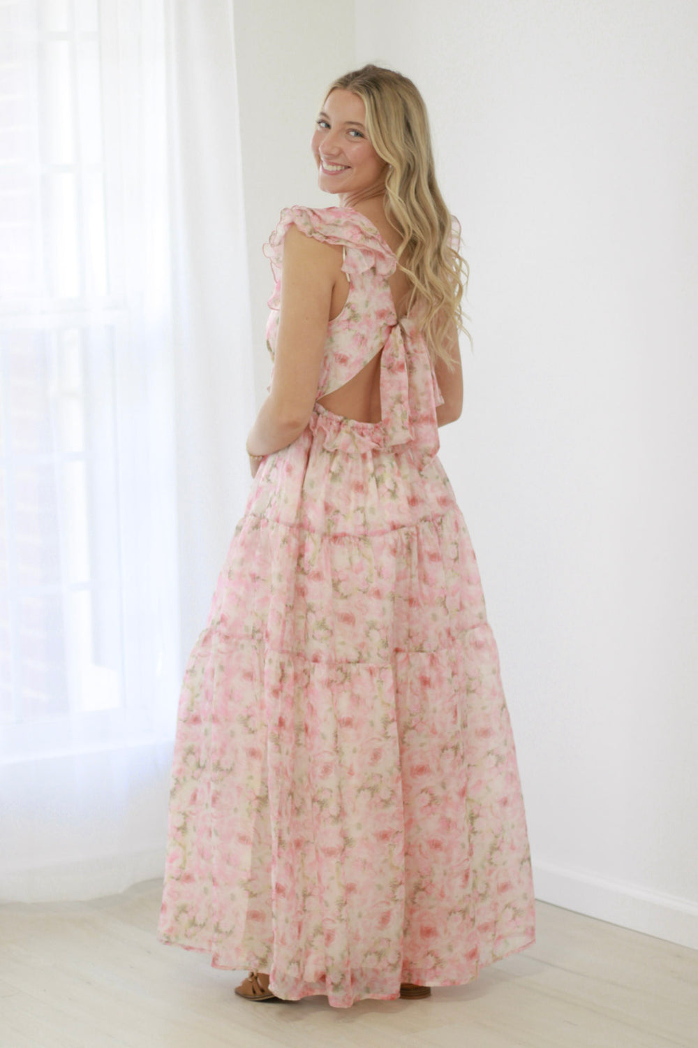 classy floral maxi dress Morttic Women's Elegant Floral Maxi Dress Long Sleeve V-Neck Flowy Boho Dress Casual & Formal Wear Light Blue M