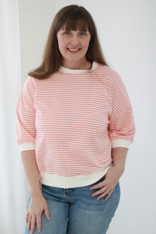 You Earned It Stripe Top in Coral