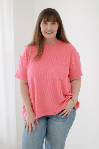 Ready for Anything Basic Top in Salmon