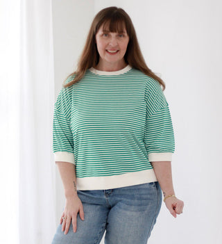 You Earned It Stripe Top in Kelly Green