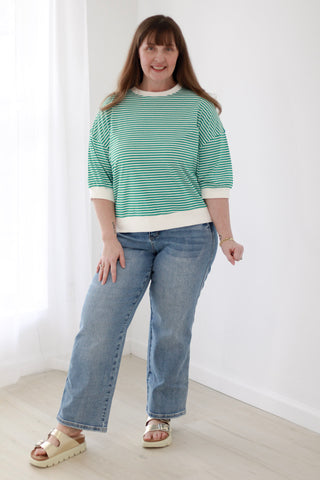 You Earned It Stripe Top in Kelly Green