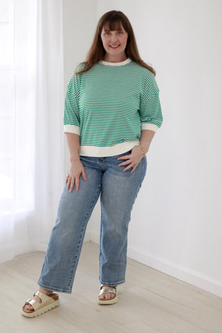 You Earned It Stripe Top in Kelly Green