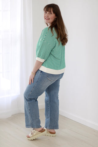 You Earned It Stripe Top in Kelly Green