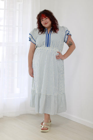 Have It Your Way Striped Maxi Dress in Ocean Blue