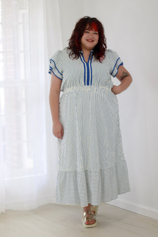 Have It Your Way Striped Maxi Dress in Ocean Blue