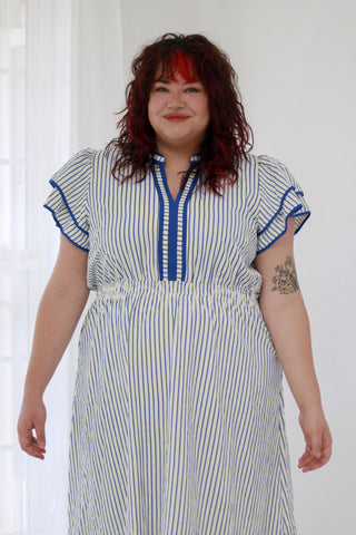 Have It Your Way Striped Maxi Dress in Ocean Blue