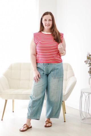 Talk of the Town Stripe Tank in Cherry