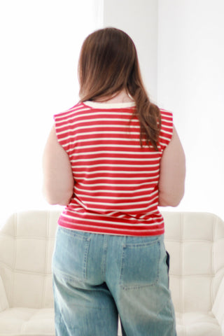 Talk of the Town Stripe Tank in Cherry
