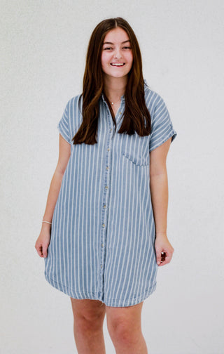 Willing to Dream Striped Denim Dress