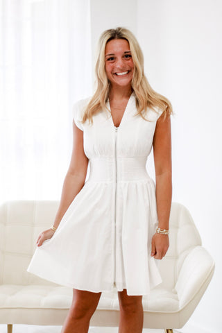 Cinched in Time White Dress