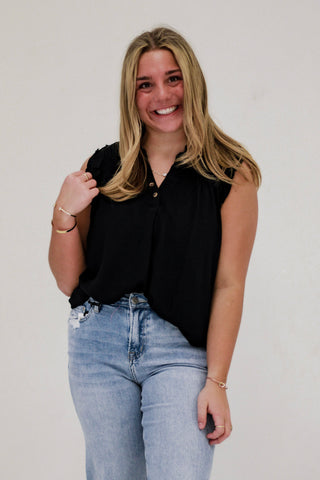 Ruffle Me That Blouse in Black