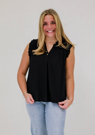 Ruffle Me That Blouse in Black