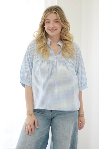 Warming Up Gingham Print Blouse