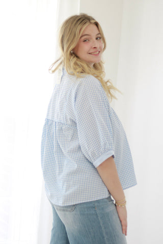 Warming Up Gingham Print Blouse