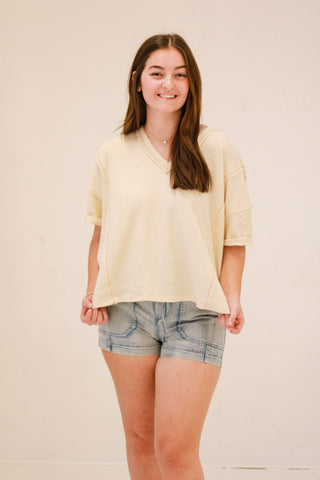 On the Edge Ribbed Top in Cream
