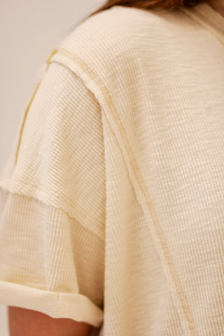 On the Edge Ribbed Top in Cream