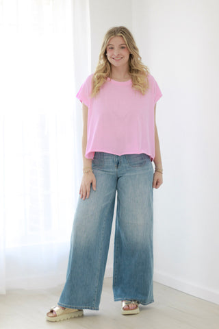 Meet Me at My Place Open Back Tee in Pink