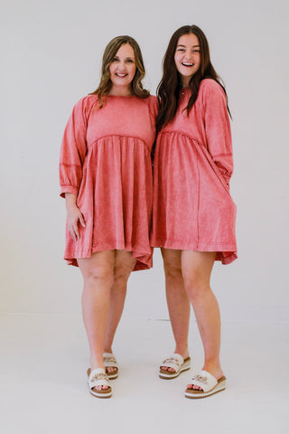 Counting on Spring Babydoll Dress in Rose