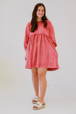 Counting on Spring Babydoll Dress in Rose