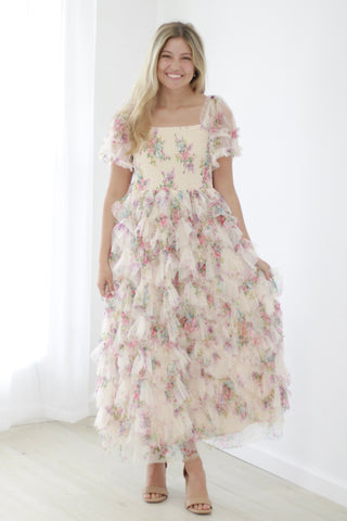 Enchanted Garden Floral Midi Dress