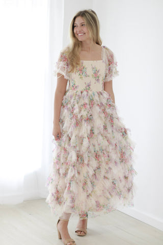 Enchanted Garden Floral Midi Dress